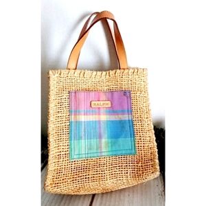 Ralph Lauren Tan Mini Bag with Multicolor Patch